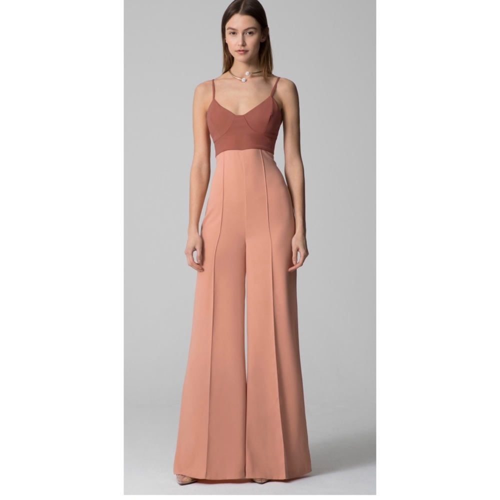 AQ/AQ Two-Tone Dusty Rose and Rose Wide-Leg Jumpsuit